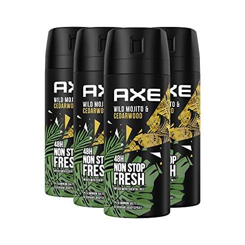 [Amazon - Nicht auf Lager} Axe Bodyspray Wild Mojito & Cedarwood Deo ohne Aluminium 150 ml 4 Stück für 5,63 Euro