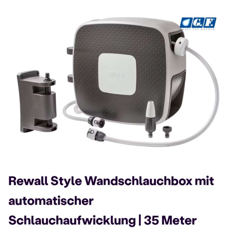 [ibood] Rewall Style Wandschlauchbox mit automatischer Schlauchaufwicklung | 35 Meter für 108,90€ anstatt 179,99€