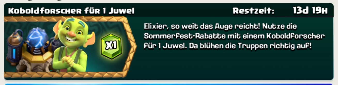 Clash of Clans - Koboldforscher für 1 Juwel (Sommerfest-Angebot)