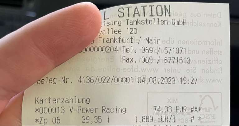 Lokal Frankfurt günstig Tanken Shell V-Power Racing zum Preis von Super E5