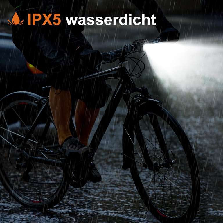 Antimi Fahrradleuchten-Set, StVZO-zugelassen Beleuchtungsset Led IPX5 Frontlicht + Rücklicht Fahrradlicht Set USB Typ C