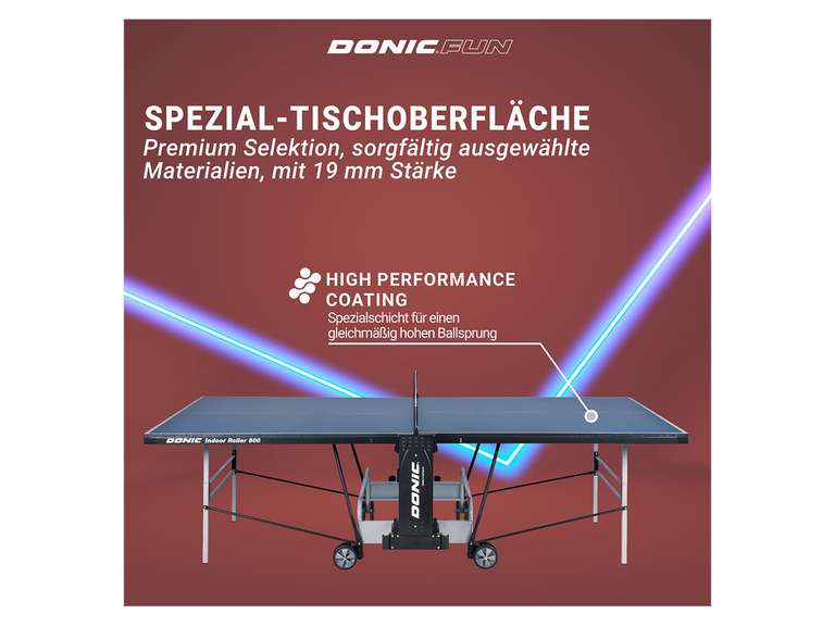 [Bestpreis] Tischtennisplatte DONIC Indoor Roller 800