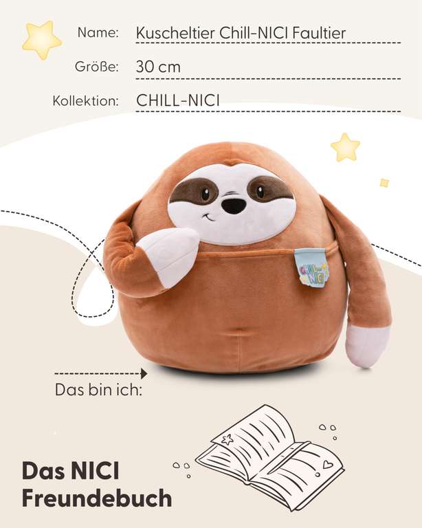 NICI LED-Plüsch-Faultier Chill Bill – Handtaschenlicht Mit 9 Cm, Kuschelig Und Praktisch