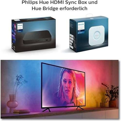 Philips Hue Gradient Lightstrip TV 75 Zoll zum Bestpreis, 65 Zoll 157,25€ und 2M Basis 101,27€ zum aktuellen Top Preis