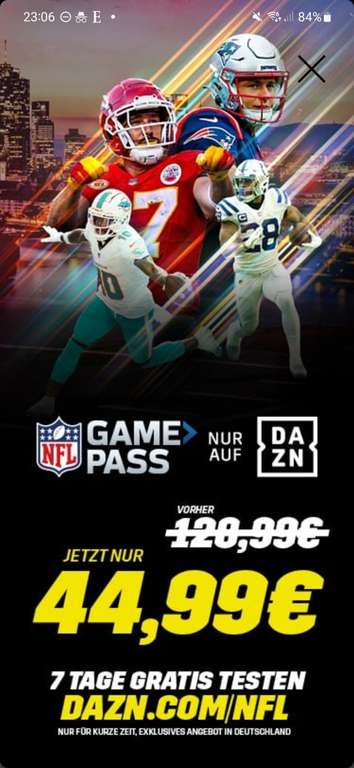 NFL Gamepass auf Dazn für 44,99€ + 7 Tage Gratis testen