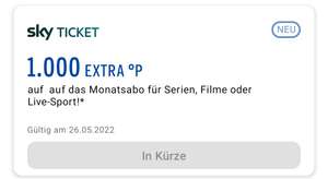 Sky Ticket Monatsabo mit 1100 Payback Punkten am 26.5. - 3,50€ Gewinn möglich
