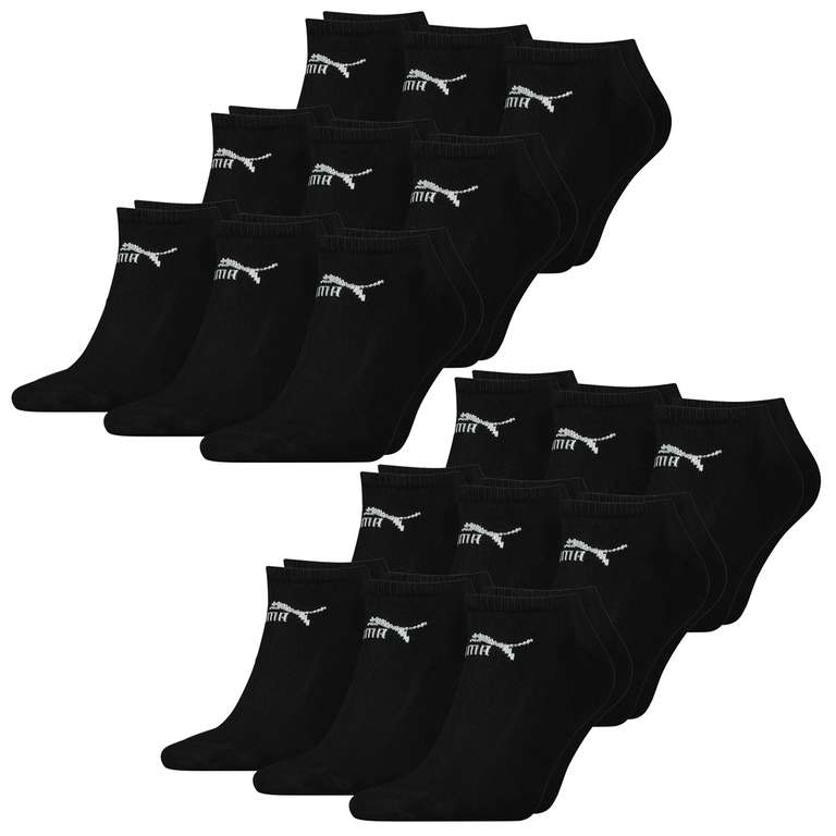 18 Paar Puma Sneaker Socken Clyde | Unisex | viele verschiedene Sets bestehend aus den Farben Schwarz, Weiß, Grau oder Navy | Größe 35 - 49