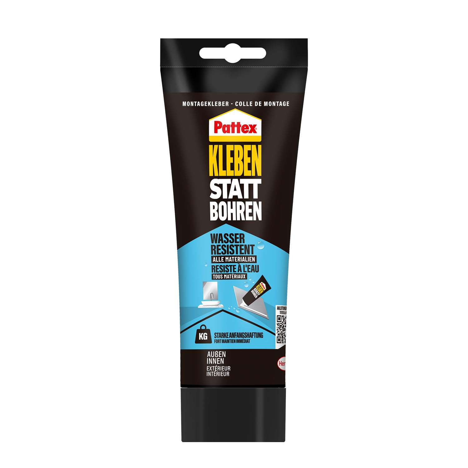 Pattex Montagekleber Kleben statt Bohren Wasserresistent, Kraftkleber für innen & außen, mit hoher Festigkeit, 1 x 340g (Prime Spar-Abo)