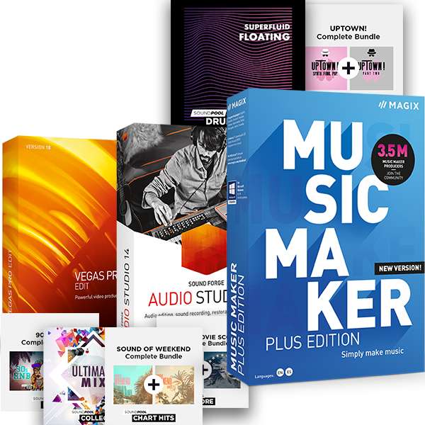 Magix Deals: z.B. Creative Mega Bundle (Vegas Pro 18 Edit, Sound Forge Audio Studio 14, Music Maker 2021 Plus Edition & Add-Ons)