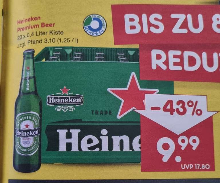 [Netto MD] Heineken 20×0,4l für 9,99€