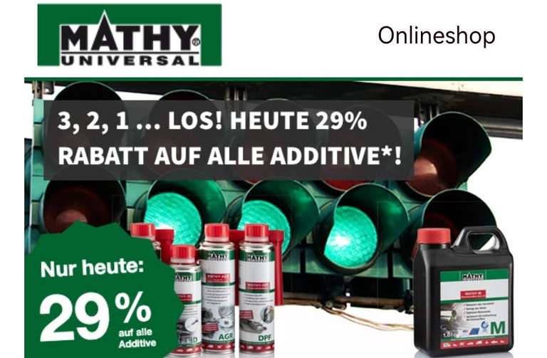 Mathy Additive heute mit 29 % Rabatt (Diesel Kur 44,69 €)