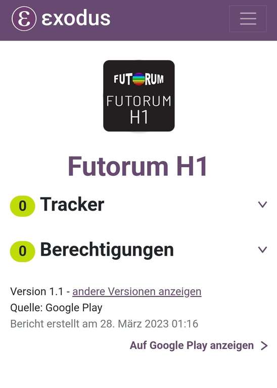 (Google Play Store) Futorum H1 Digital Zifferblatt (WearOS Watchface, digital)