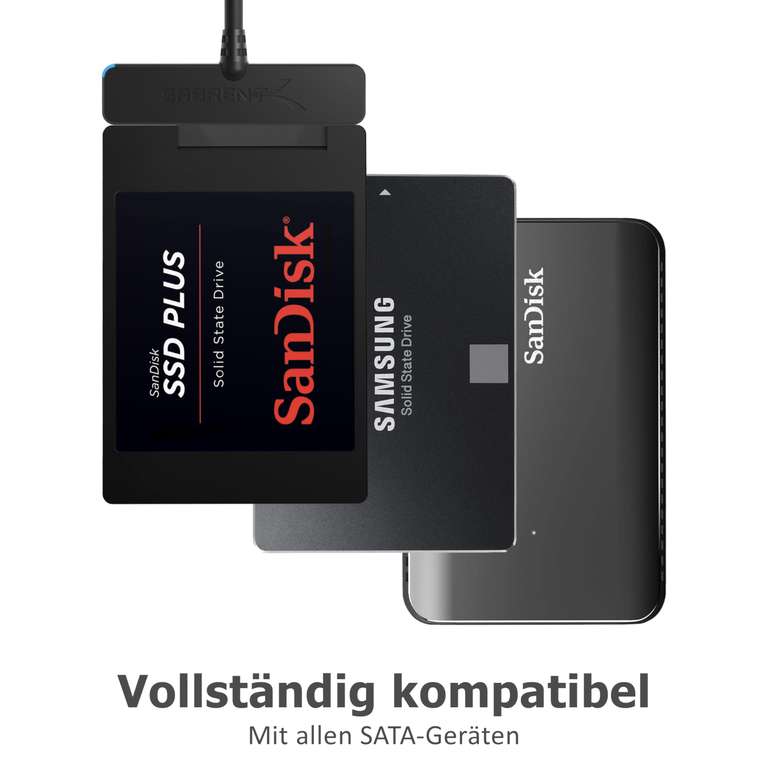 [Prime] SABRENT SATA auf USB 3.2 Gen1, SSD/HDD Festplatten Adapter | Unterstützt UASP SATA I/II/III, kompatibel mit allen 2,5 SATA