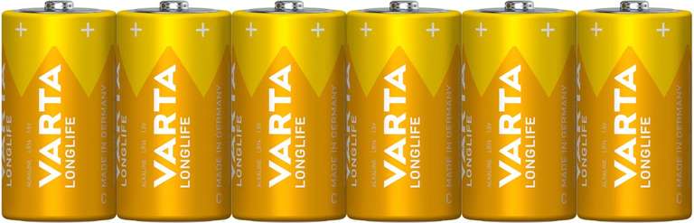 [Prime Spar-Abo] VARTA Batterien C Baby, 6 Stück, Longlife, Alkaline, 1,5V
