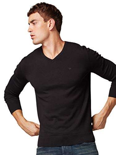 TOM TAILOR Herren Basic Pullover mit V-Ausschnitt, schwarz | Gr. 3XL | für 4,99€ inkl. Versand (Amazon Prime)