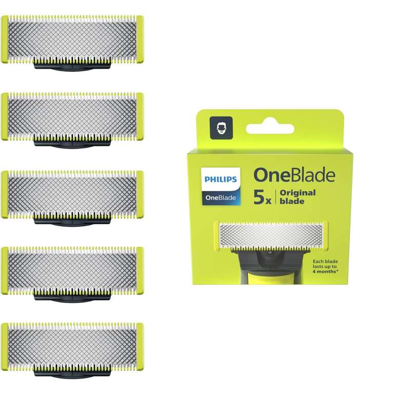 Philips OneBlade Ersatzklingen für alle OneBlade und OneBlade Pro Modelle,  Fünfer-Pack (Modell QP250/50) (Prime Spar-Abo)