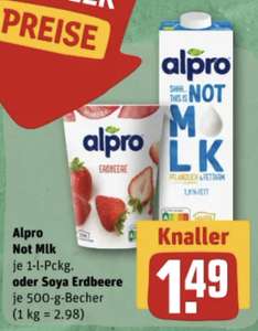 [Rewe] Alpro Not MLK und Soya Erdbeere Joghurt für 1,49€ (hier auch weitere Sorten)