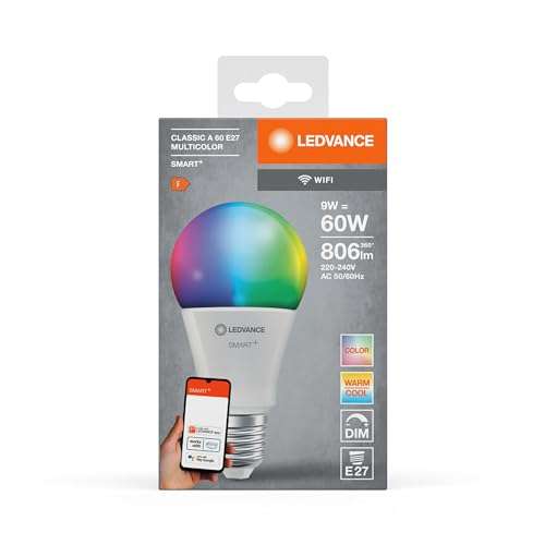 LEDVANCE E27 LED Lampe, Smart Home Wifi, 9 W, dimmbar, RGBW [ PRIME ]