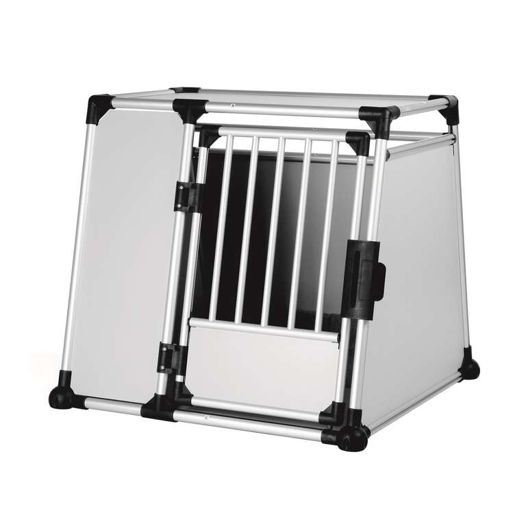 TRIXIE Hunde-Transportbox, Aluminium, XL: 94 × 87 × 93 cm, hellgrau/silber, gute Sicht durch die Heckscheibe, extra stabil
