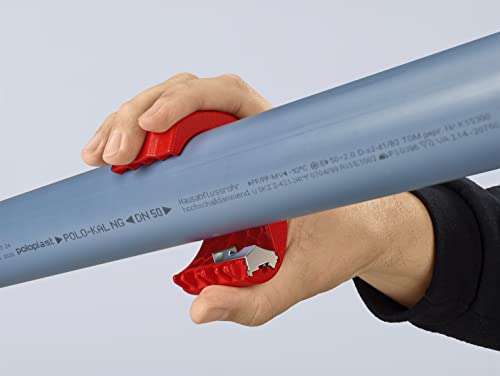 KNIPEX BiX Schneider für Kunststoffrohre und Dichthülsen, 20-50 mm, trennt spanlos, inkl. 2 Ersatzklingen 90 22 10 BK (Prime)