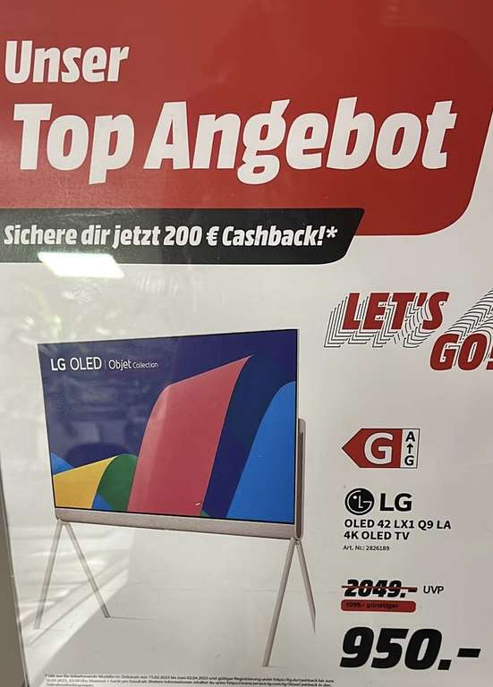 LG Oled 42 LX 1 „Regional Berlin“ Media Markt vor Ort + 200€ Cashback möglich
