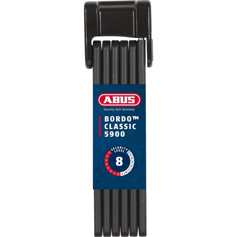 ABUS Faltschloss Bordo 5900/90 ST inkl. Tasche  gehrteter Stahl, 90 cm  bei Amazon