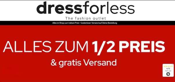 Dress for Less - Damen / Herren / Kinder - FLASH SALE + 15% & nochmals 10% Extra Rabatt mit Gutschein-Codes + Gratis Versand