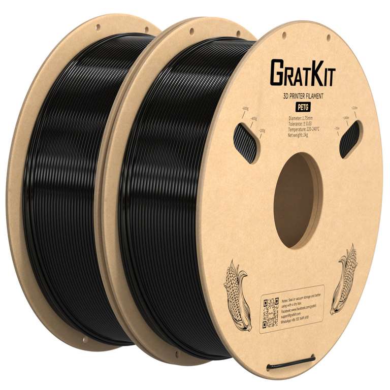 6kg GratKit PETG 3D-Drucker Filament 9,58€/kg - 1,75mm, verschiedene Farben, mit Aufbewahrungsbeuteln