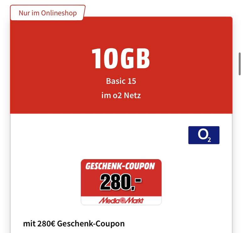 O2 Netz: 10GB für 14,99€/Monat & 280€ Bonus (eff. 4,53€/Monat)