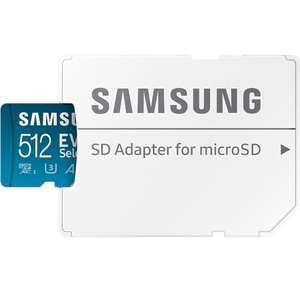 Samsung EVO Select microSD-Karte + SD-Adapter, 512 GB, UHS-I U3, Full HD, 130 MB/s Lesen, MB-ME512KA/EU, PRIME