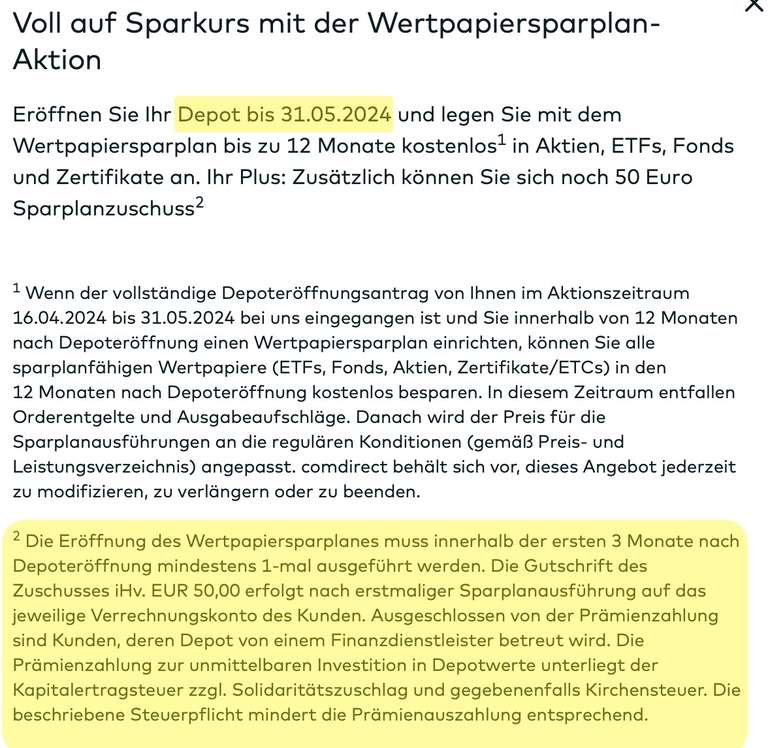 Comdirect Depot 50€ Neukunden +50€ für KwK (nur Werber)