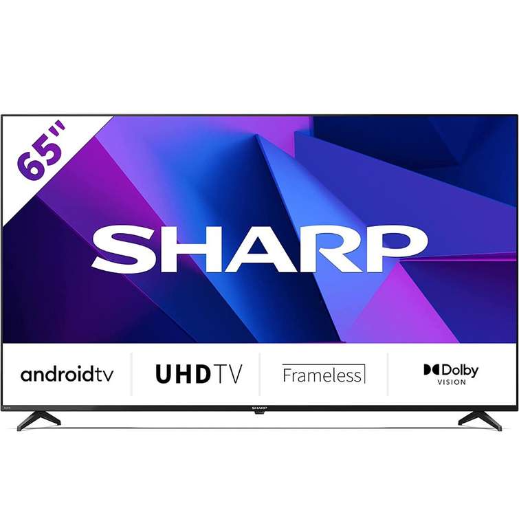 SHARP 65FN6E Android Frameless TV 164 cm (65 Zoll) Fernseher, 4K Ultra