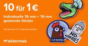 10 Sticker 1 € | 76x76mm | individuelle Stanzung möglich | Kostenloser Versand