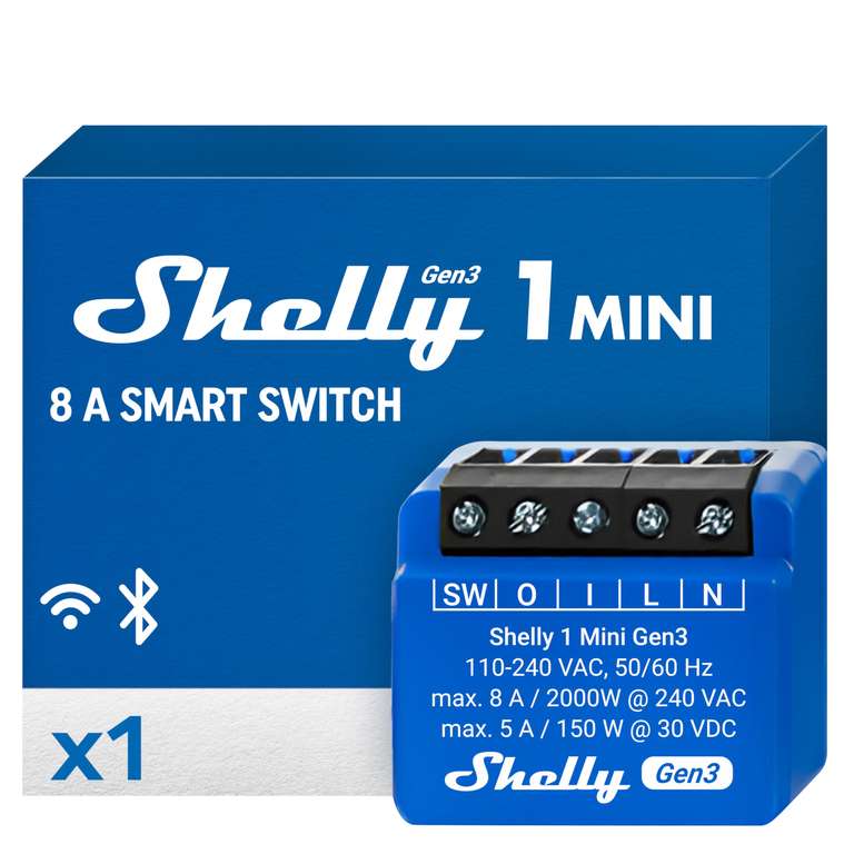 [Prime] Shelly 1 Mini Gen3 WiFi & Bluetooth Smart Switch Relais 1 Kanal 8A