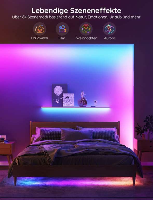 Govee LED - RGBIC Strip 10m (funktioniert mit Alexa & Google Assistant, DIY Segmentsteuerung, App-Steuerung, Musik Sync)