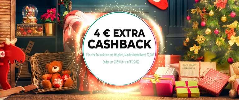 [TopCashback] 4€ Extra Cashback 18.12.2022 (MBW 12€) erhalten.