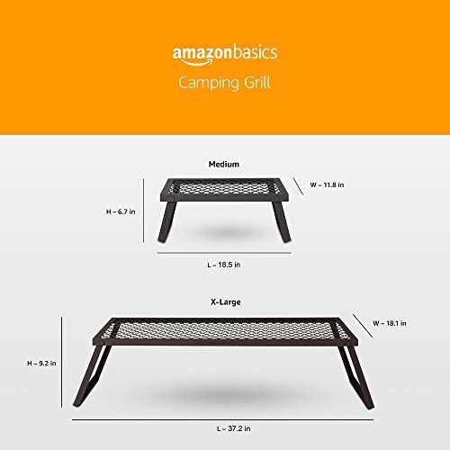 Amazon Basics - Robuster, klappbarer Camping-Grill/Kochstelle in extra groß/XL (95x46x23 cm) [Prime]