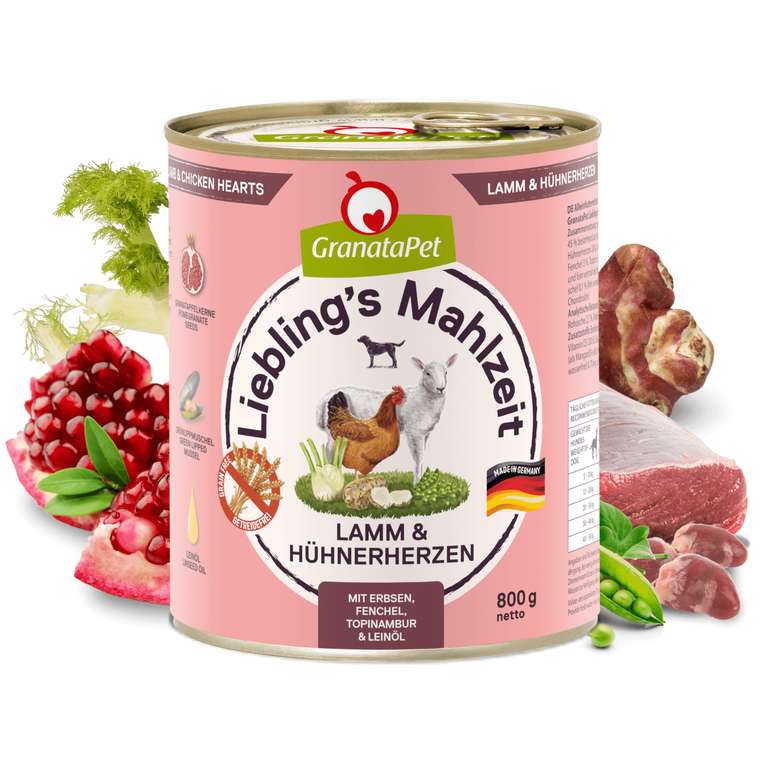 [Amazon Sparabo] GranataPet Liebling's Mahlzeit Lamm & Hühnerherzen, 6 x 800 g