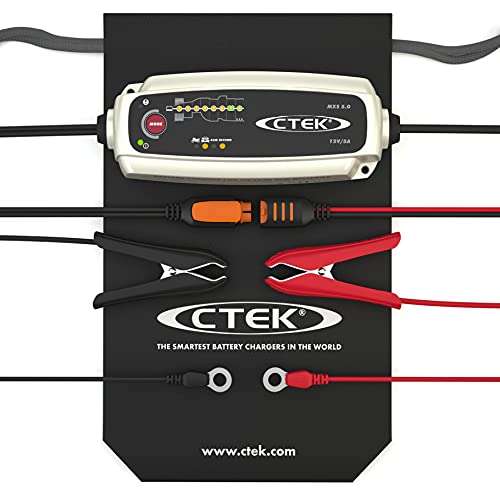 CTEK MXS 5.0 Batterieladegerät Auto/ Motorrad, Batterie Ladegerät mit Rekonditionierungsmodus u. AGM-Option [Amazon Prime]