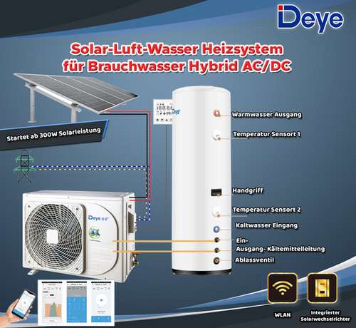 Brauchwasserwärmepumpe mit Deye Inverter PV Hybrid AC/DC