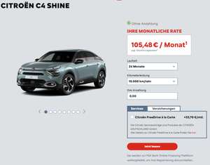 [Privatleasing] Citroën C4 Shine *AUTOMATIK* | 131 PS | 10000km | 24 Monate | LF 0,33 | ===> 106€ (eff. 151€)