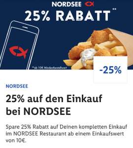 (Lidl+) 25% auf den gesamten Einkauf bei Nordsee - ab 10€ Einkausfswert