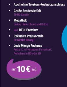 Für alle, nicht begrenzt auf Telekom Kunden: Magenta TV Smart inkl. HD+, Megathek, RTL+ für eff. 5€/Monat durch 6 Freimonate & 60€ Cashback