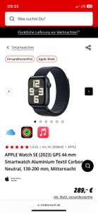 APPLE Watch SE (2023) GPS 44 mm Smartwatch Aluminium Textil Carbon Neutral, 130-200 mm, Mitternacht