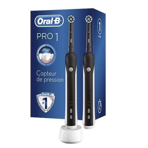 Oral-B Pro 1 790 Elektrische Zahnbürste, Doppelpack & 1 CrossAction Aufsteckbürste, Drucksensor & Timer für Zahnreinigung, 1 Putzmodus