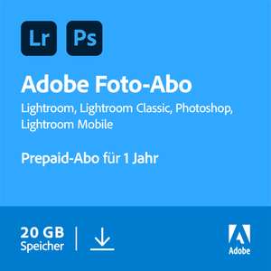 Adobe Creative Cloud Foto-Abo mit Photoshop & Lightroom inkl. 20GB Cloudspeicher (1 Jahr Laufzeit)