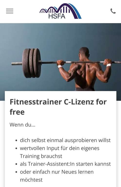[HSFA] Fitnesstrainer C-Lizenz kostenlos
