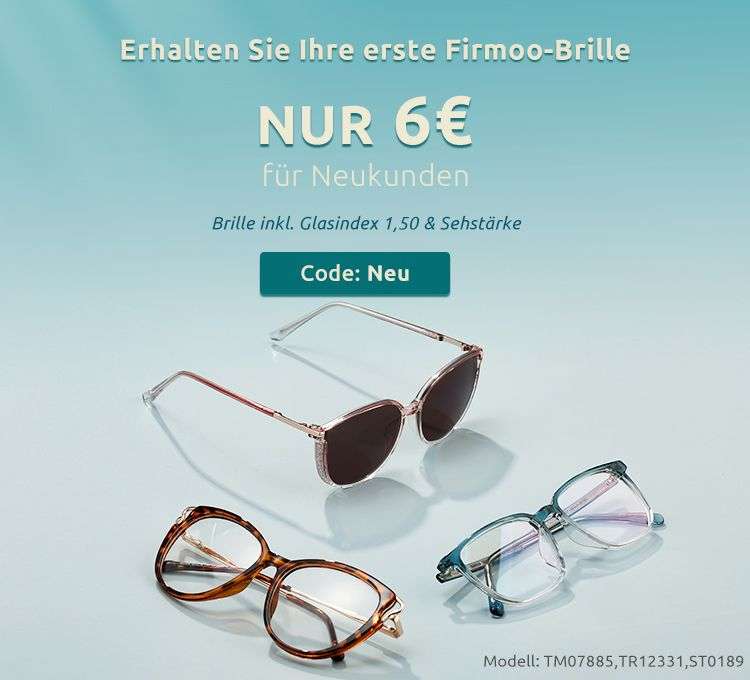 Firmoo Brille + Gläser Stärke 1,5 für 6€ nur für Neukunden