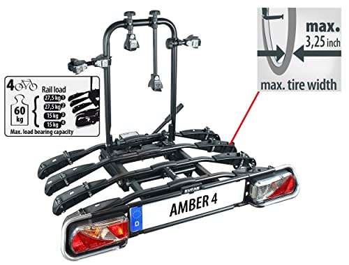 EUFAB Fahrradträger AMBER 4, E-Bike geeignet für Anhängerkupplung (Amazon / Lidl)