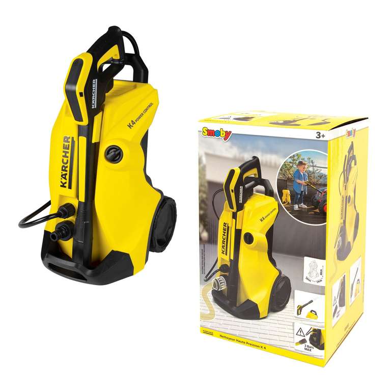 Smoby Toys - Kärcher Hochdruckreiniger K4 (schwarz-gelb) für Kinder - Spiel-Putzgerät mit Wasserstrahl-Funktion - Spielzeug von 3-6 Jahren